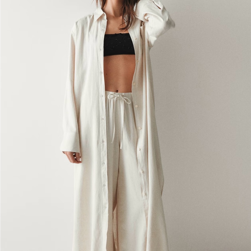 H&M Cream Long Sleeve Dress